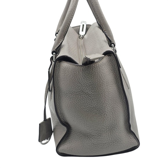 Michael Michael Kors Junie Satchel Bag Womens Medium Gray Leather Handle Purse - Picture 2 of 13